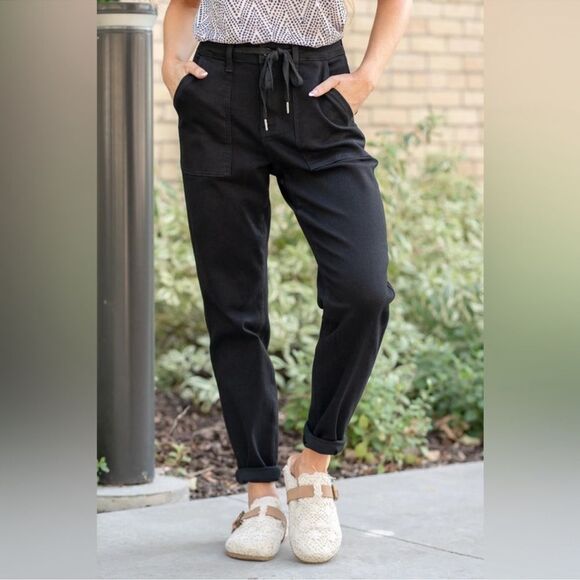 Judy Blue High Waist Double Roll Cuff Jogger Jean in Jet Black Size 7/28 - Picture 3 of 14